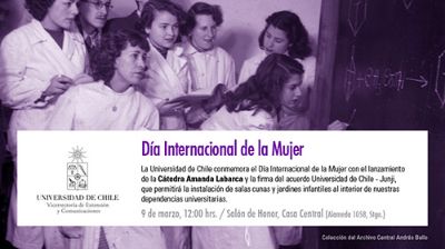 El próximo lunes nuestra Universidad conmemorará el Día Internacional de la Mujer en el Salón de Honor de la Casa Central.