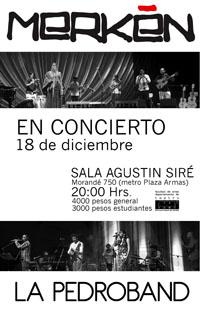 El concierto se realizará el sábado 18 de diciembre en la Sala Agustín Siré de la Facultad de Artes de la Universidad de Chile. En la ocasión compartirán escenario con la Pedroband.