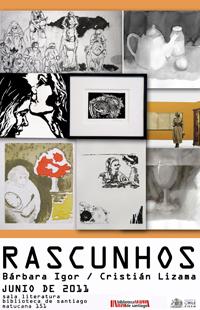 "Rascunhos" se exhibirá durante todo el mes de junio en la Sala Literatura de la Biblioteca de Santiago, ubicada en Matucana 151.