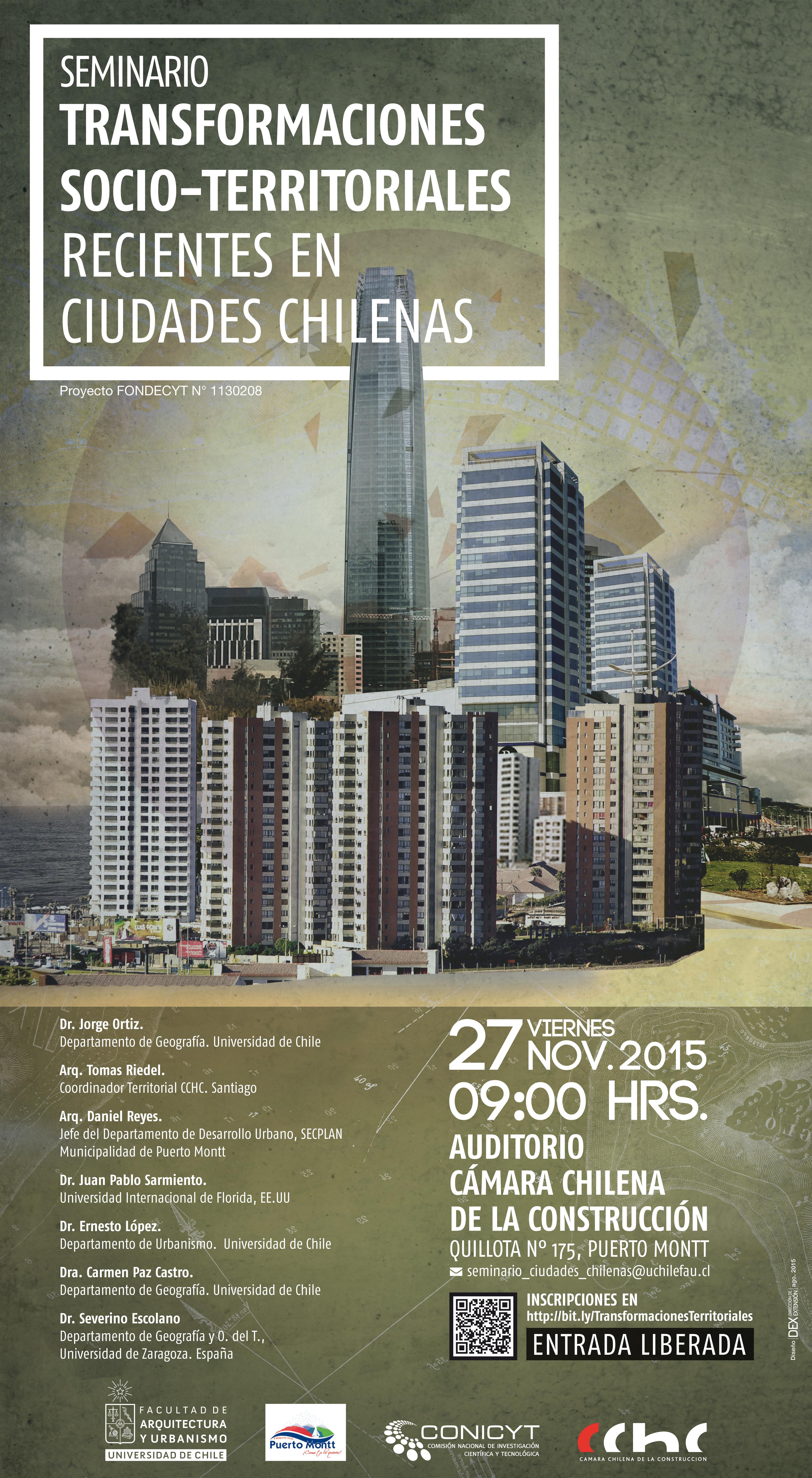 Afiche del seminario "Transformaciones socio-territoriales recientes en ciudades chilenas".
