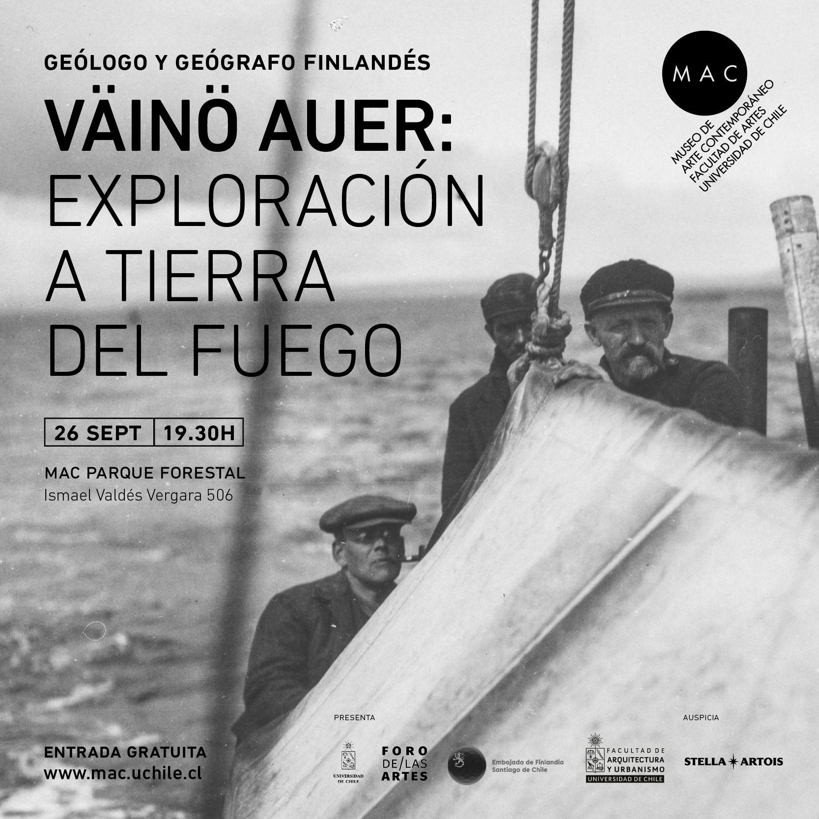 La Exposición Fotográfica del geógrafo y geólogo finlandés, Profesor Väinö Auer (1895 ¿ 1981) quien, a través de sus exploraciones y trabajo en la Patagonia a comienzos del siglo XX.