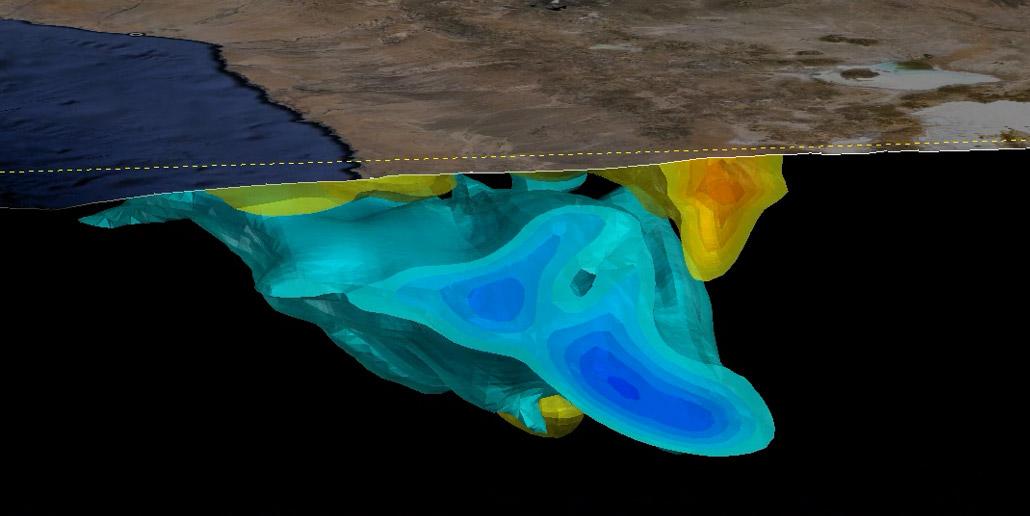 Modelo de la estructura interna de la Tierra en 3D (imagen: Diana Comte)