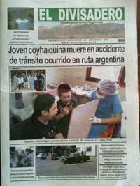 Portada del diario local, "El Divisadero", que recoge las acciones de la Facultad de Odontología