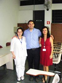 Dr. Eduardo fernández junto a la Prof. Fernanda Rosell y la Prof. Andrea Rached , de UNESP