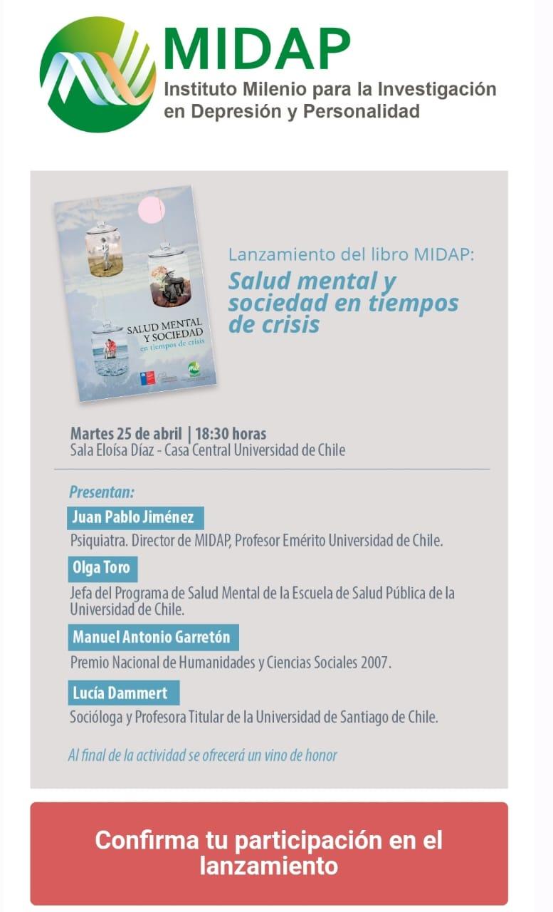 Lanzamiento del libro MIDAP: «Salud mental y sociedad en tiempos de crisis»