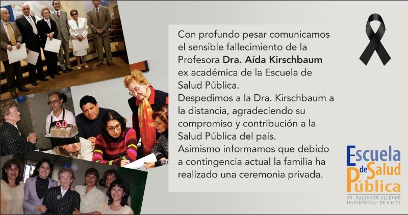 Homenaje de la Escuela de Salud Pública de la Universidad de Chile a la Dra Aida Kirschbaum