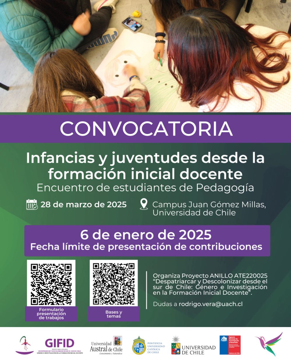 Convocatoria abierta: Encuentro de Estudiantes de Pedagogía “Infancias y juventudes desde la formación inicial docente” 