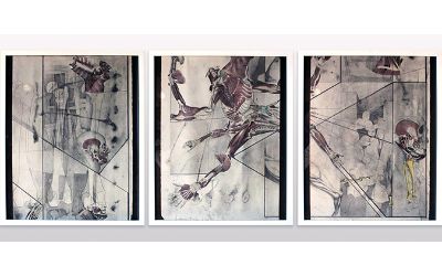 Alfonso Díaz Vidal - Collage / dibujo lápiz grafito y aguadas de grafito más collage sobre papel.  2004-2014