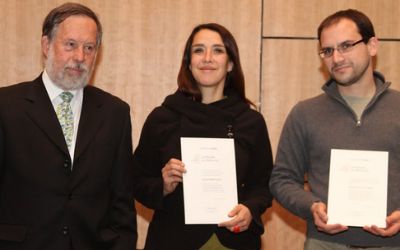 Los académicos que adjudicaron Fondo Innova Chile Corfo, Mauricio Loyola Vergara y Cecilia Wolff Cecchi. 