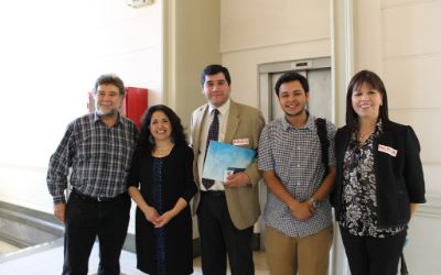 Patricio Felmer, Maribel Mora, Aureliano Ruiz y directivos de establecimientos educacionales.