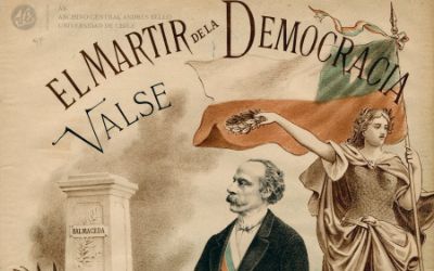 "El mártir de la democracia: valse" de Herminia Jáuregui. Pertenece a la Colección de partituras Domingo Edwards Matte