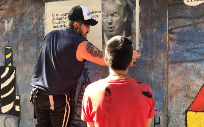 Estudiantes de U. Chile y de educación básica realizan nuevo mural para el Campus Juan Gómez Millas