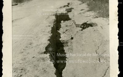 Grietas en la tierra por el terremoto de Concepción (1939), imagen del Museo Nacional de Medicina. 