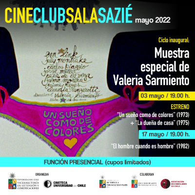 Cineclub Sala Sazie presenta muestra dedicada a Valeria Sarmiento