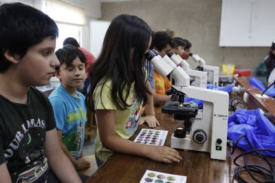 Luego, niños y niñas pudieron apreciar y revisar la composición y desarrollo de estas especies en el laboratorio de algas de la Universidad de Valparaíso.