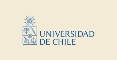Escudo Universidad de Chile en azul, fondo color marfil