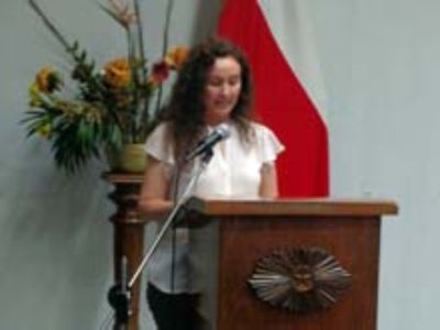 Paola Grazzioli, intervino en representación de los alumnos del programa.