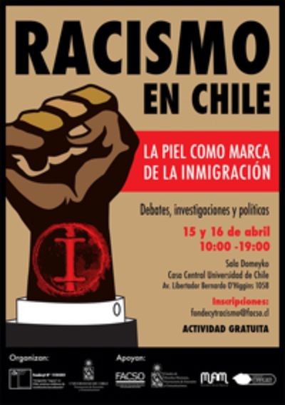 Afiche de Seminario sobre Racismo que se realizará el 15 y 16 de abril.