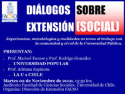 "Diálogos sobre Extensión Social" es el nombre del primer coloquio de una serie de encuentros que está organizando la Dirección de Extensión de nuestra Facultad.