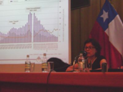 Exposición de Mónica Levcovich sobre el modelo de evaluación de programas sociales implementado en Argentina a nivel Nacional.