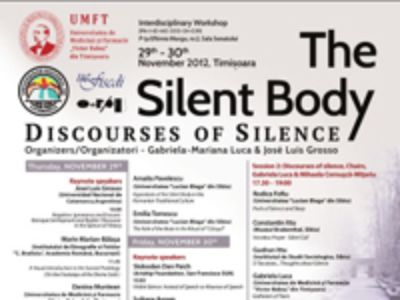 El afiche del encuentro internacional "The Silent Body: discourses of Silence" realizado entre el 29 y el 30 de noviembre.