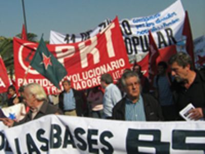 Marcha sindical en Chile.