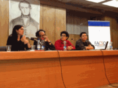 Lelya Troncoso, Mauricio Sepúlveda, Panchiba Barrientos y Antar Martínez durante la primera jornada del encuentro en Facso.