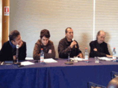 Juan Soto, Roberto Fernández, Jorge Mendoza y Pablo Fernández en la segunda jornda del encuentro realizada en la PUC de Valparaíso.