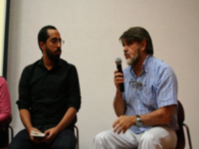 Académico Claudio Pular junto a Gustavo Romero, de la UNAM de México