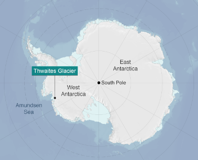 El glaciar Thwaites está ubicado al oeste del Territorio Antártico Chileno y es conocido como el "glaciar del juicio final".
