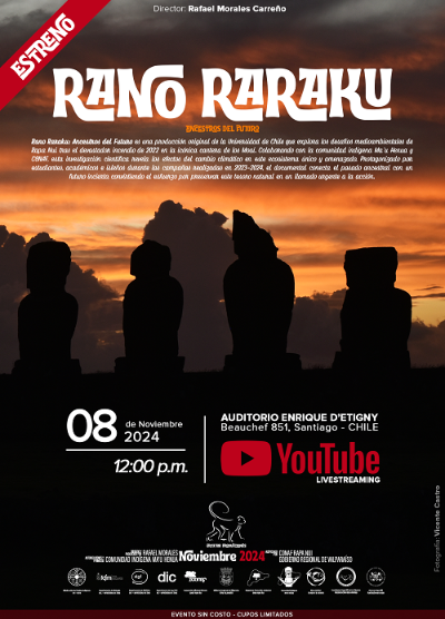 'Rano Raraku: Ancestros del Futuro' se estrenará el 08 de noviembre en el auditorio d'Etigny de la FCFM (Beauchef 851, Santiago Centro)