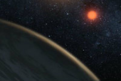 Esta concepción artística muestra un planeta que orbita una estrella enana roja similar a la estrella de Kapteyn. Cortesía de la NASA