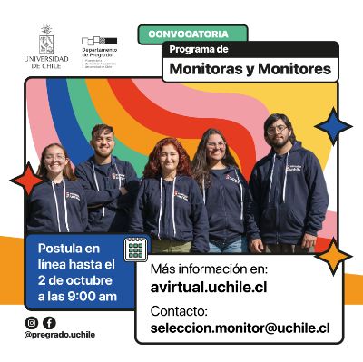 Banner convocatoria 2025 Monitoras y Monitores Uchile