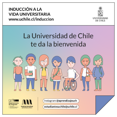 Banner del Programa de Inducción a la Vida Universitaria: "La Universidad de Chile te da la bienvenida"