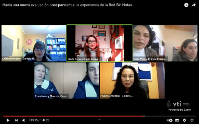 captura de pantalla del conversatorio en línea “Hacia una nueva evaluación post-pandemia: la experiencia de la Red Sin Notas”