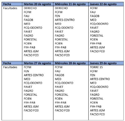 Revisa las fechas en que los stands estarán tu facultad y participa