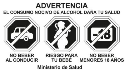 Esta etiqueta debe estar presente en todas las bebidas alcohólicas con una graduación alcohólica igual o mayor a 5,0° que se comercializan en Chile. 