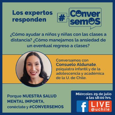 Este miércoles 29 de julio conversaremos sobre tele-estudio con la psiquiatra infantil y de la adolescencia, Consuelo Aldunate.