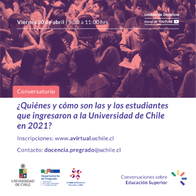 Banner - Conversatorio: ¿Quiénes y cómo son las y los estudiantes que ingresaron a la Universidad de Chile en 2021?