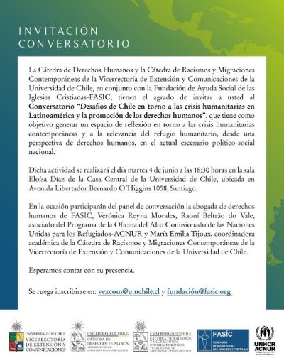 Conversatorio en alianza con Cátedra DDHH y Fasic 