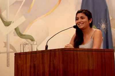 Camila Rojas, presidenta de la Federación de Estudiantes de la Universidad de Chile (FECh) llamó a los nuevos estudiantes a hacerse parte de la Federación.