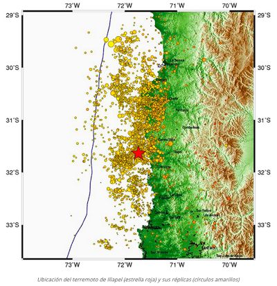  Hasta el 16 de septiembre de 2016 a las 9:00 hrs. el CSN ha procesado 4.218 réplicas del terremoto de Illapel.