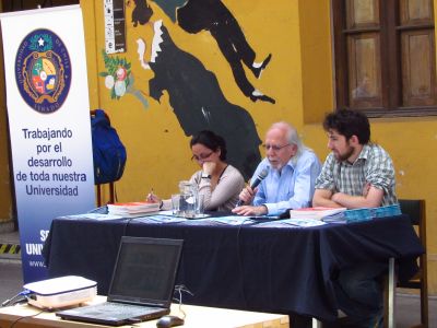 Ex Vicepresidente del Senado, prof.Pedro Cattan junto con el ex Senador Martín Pérez Comisso en Semana de la Sustentabilidad FAU