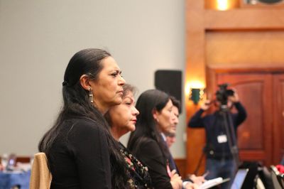 La directora del Centro de Derechos Humanos, Nancy Yáñez, estuvo presente en la audiencia y fue parte del equipo de la Defensoría Jurídica.