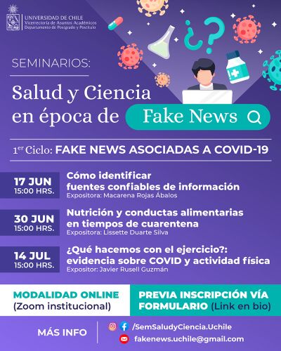 Este primer ciclo de "Ciencia y salud" consistirá en tres seminarios enfocado en las fake news y el COVID-19.