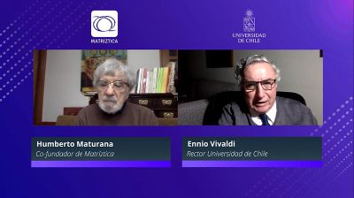 Humberto Maturana y Ennio Vivaldi fueron los primeros participantes del ciclo "Conversaciones Fundamentales" de la Universidad de Chile.