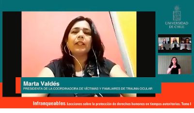 Marta Valdés, presidenta de la Coordinadora de Víctimas y Familiares de Trauma Ocular, se refirió también a la muerte de Patricio Pardo Muñoz.