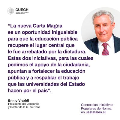 El Rector de la Universidad de Chile y presidente del CUECH, Ennio Vivaldi, dio a conocer la iniciativa de las universidades estatales.