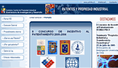 Sitio web Patentes y Propiedad industrial de la Universidad de Chile