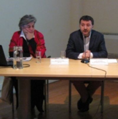 Beatriz Espinoza, ICOM-LAC y Alan Trampe, Subdirector de Museos (DIBAM).